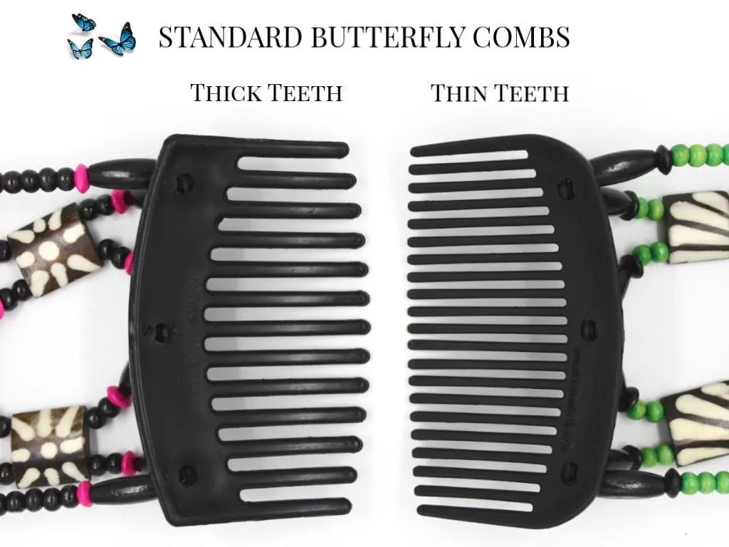 African Butterfly Hair Comb - Flowers Clear 58