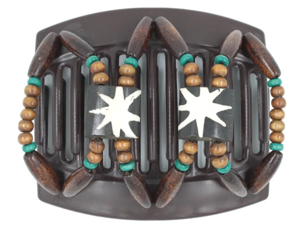 African Butterfly Thick Hair Comb - Stones & Bones Brown 105