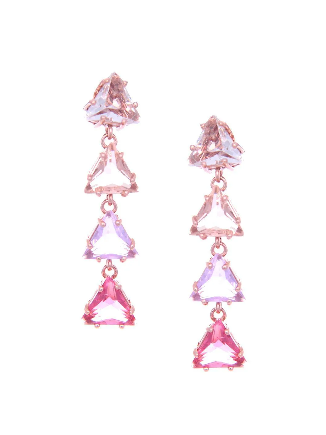 Akriti Kakar In Triangle 4 Tiered Pastel Earrings Pink