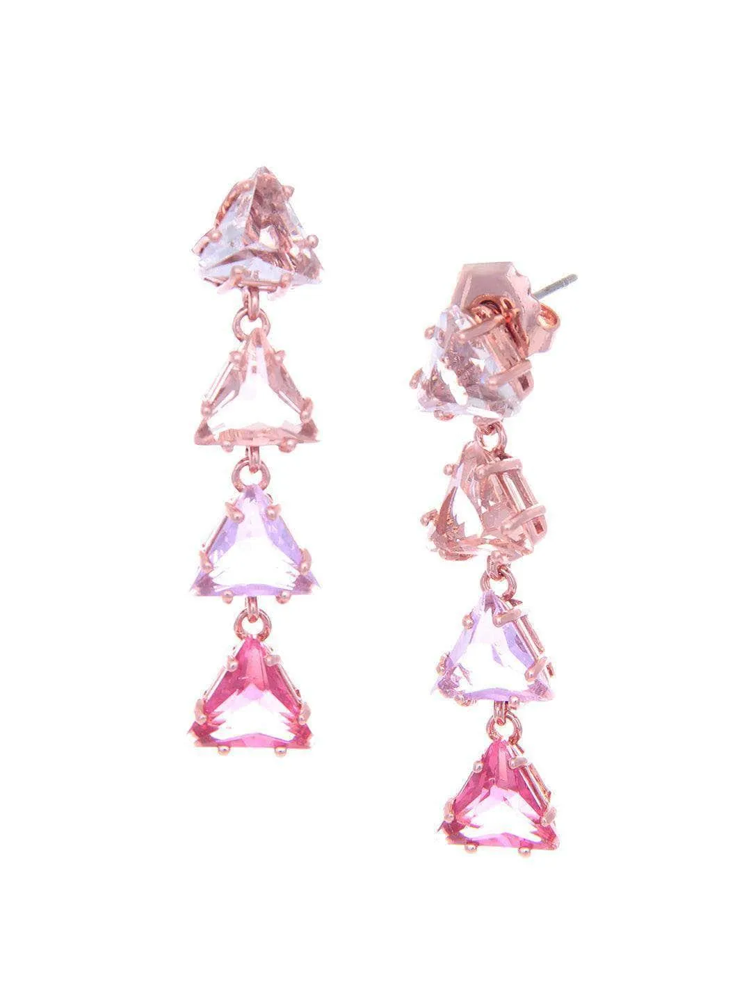 Akriti Kakar In Triangle 4 Tiered Pastel Earrings Pink