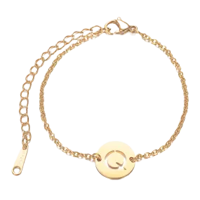 Alphabet Bracelet Gold Plated - Letter Q