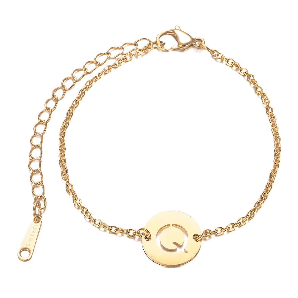 Alphabet Bracelet Gold Plated - Letter Q