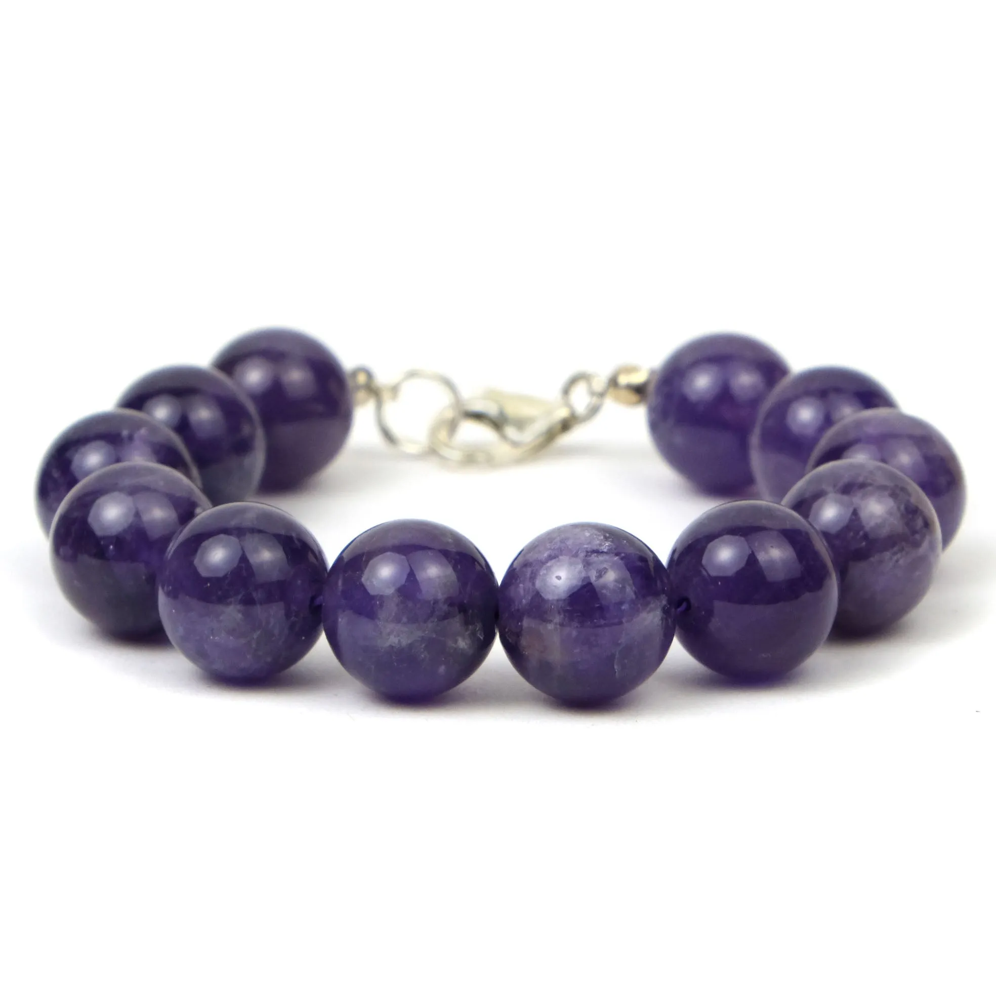 Amethyst 12mm Round Bracelet with Sterling Silver Trigger Clasp