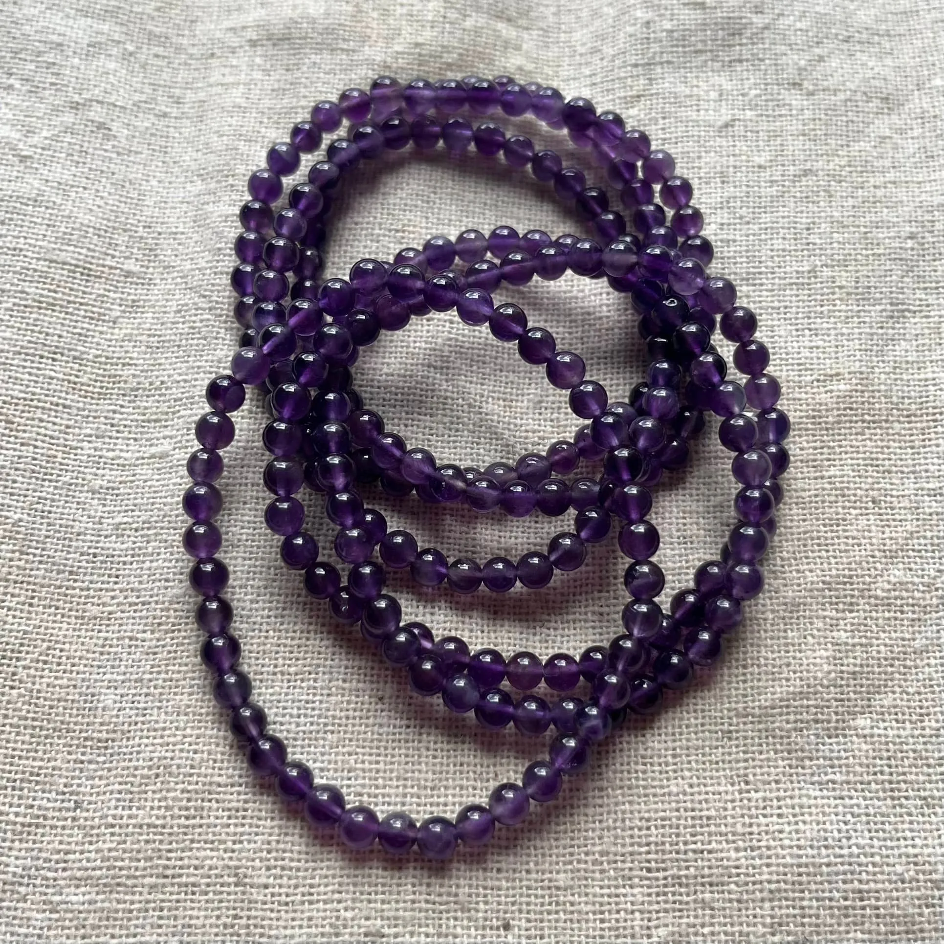 Amethyst 4mm Beaded Bracelet - Spiritual Protection