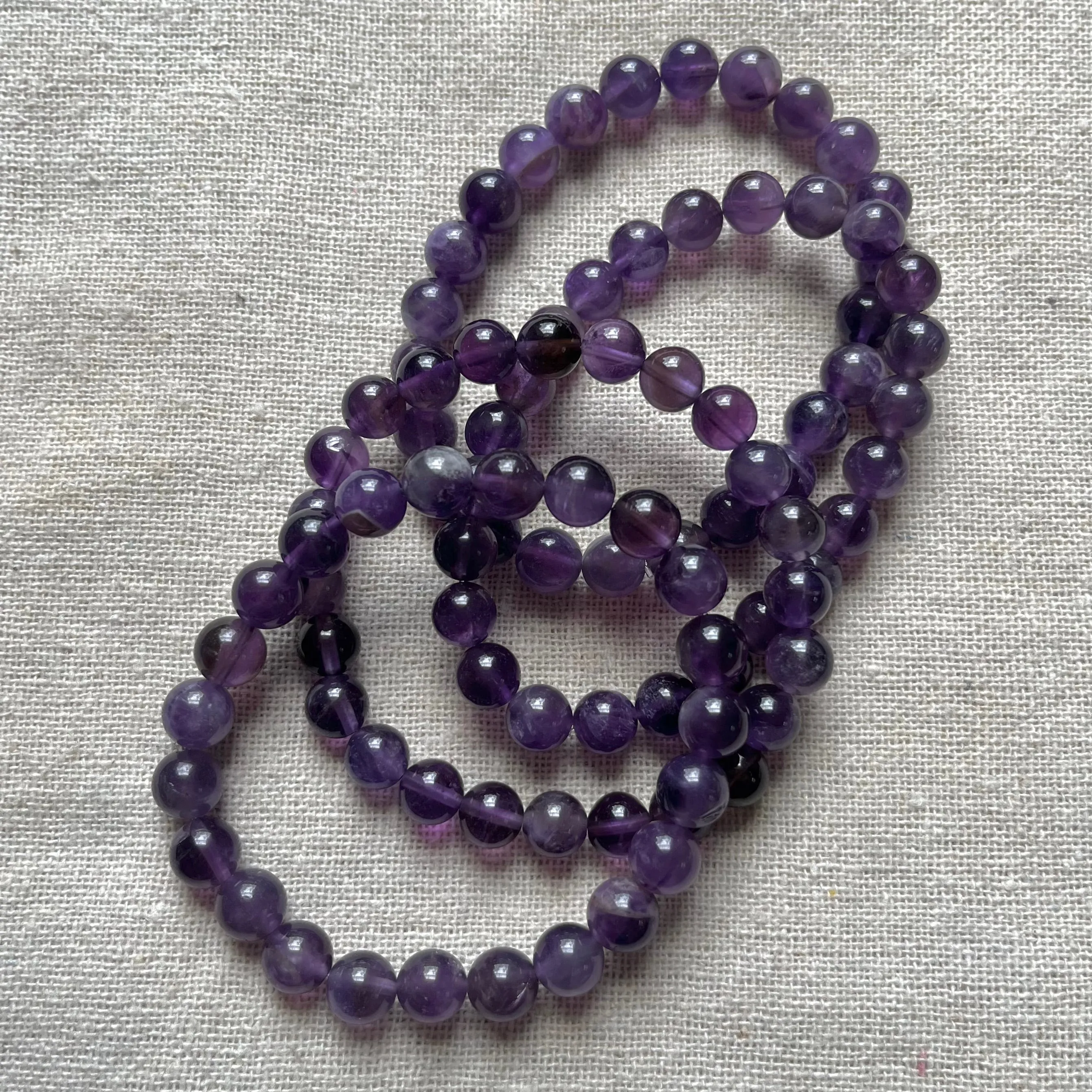 Amethyst 8mm Beaded Bracelet - Spiritual Protection