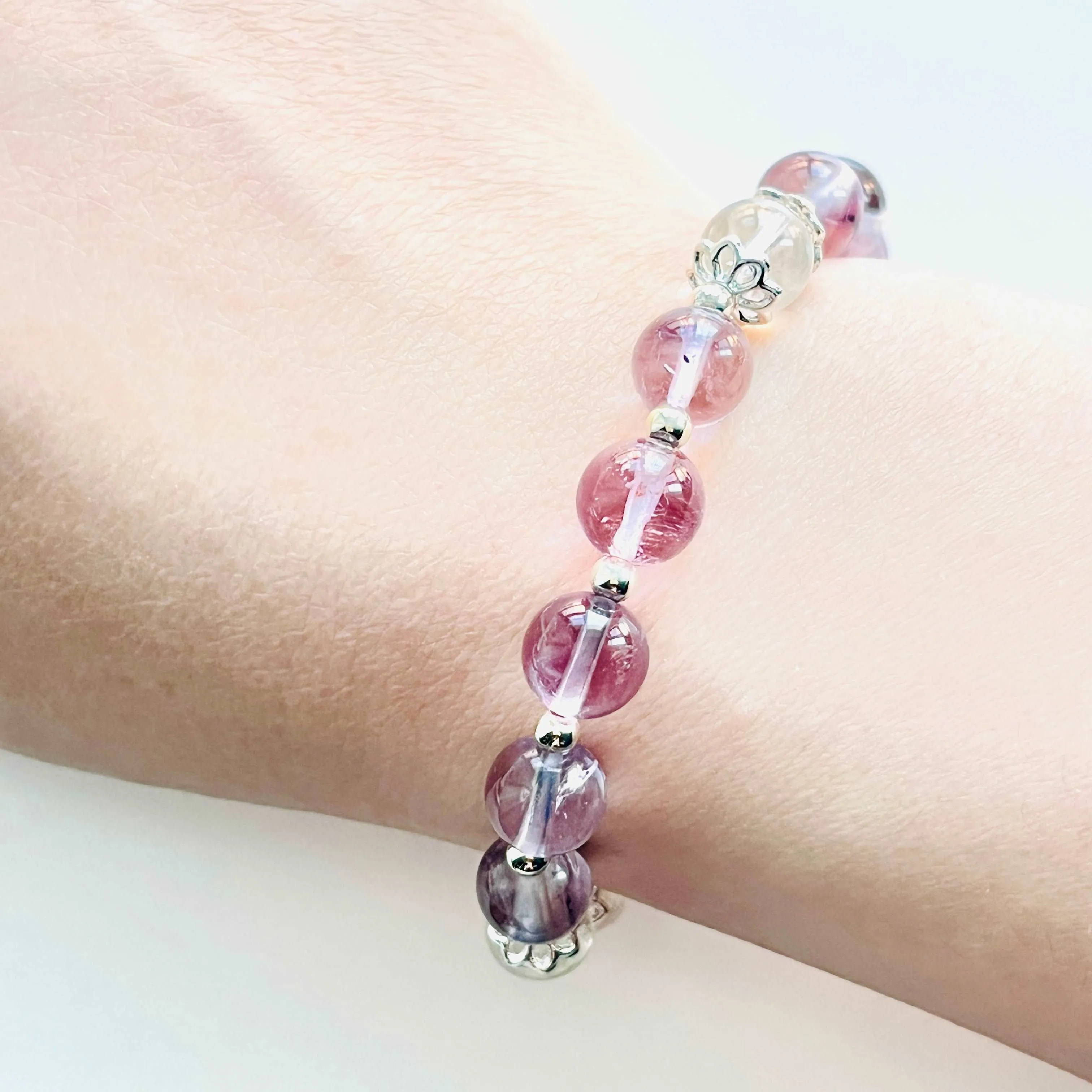 Amethyst Clear Quartz Butterfly Beaded Bracelet