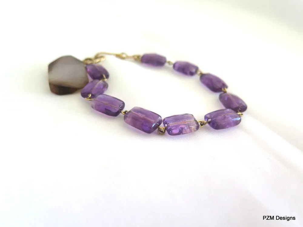 Amethyst Handmade Tennis Bracelet - Ultraviolet Amethyst Line Bracelet