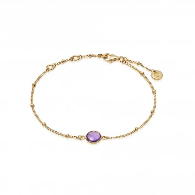 Amethyst Healing Stone Bobble 18ct Gold Plate Bracelet HBR1002_GP