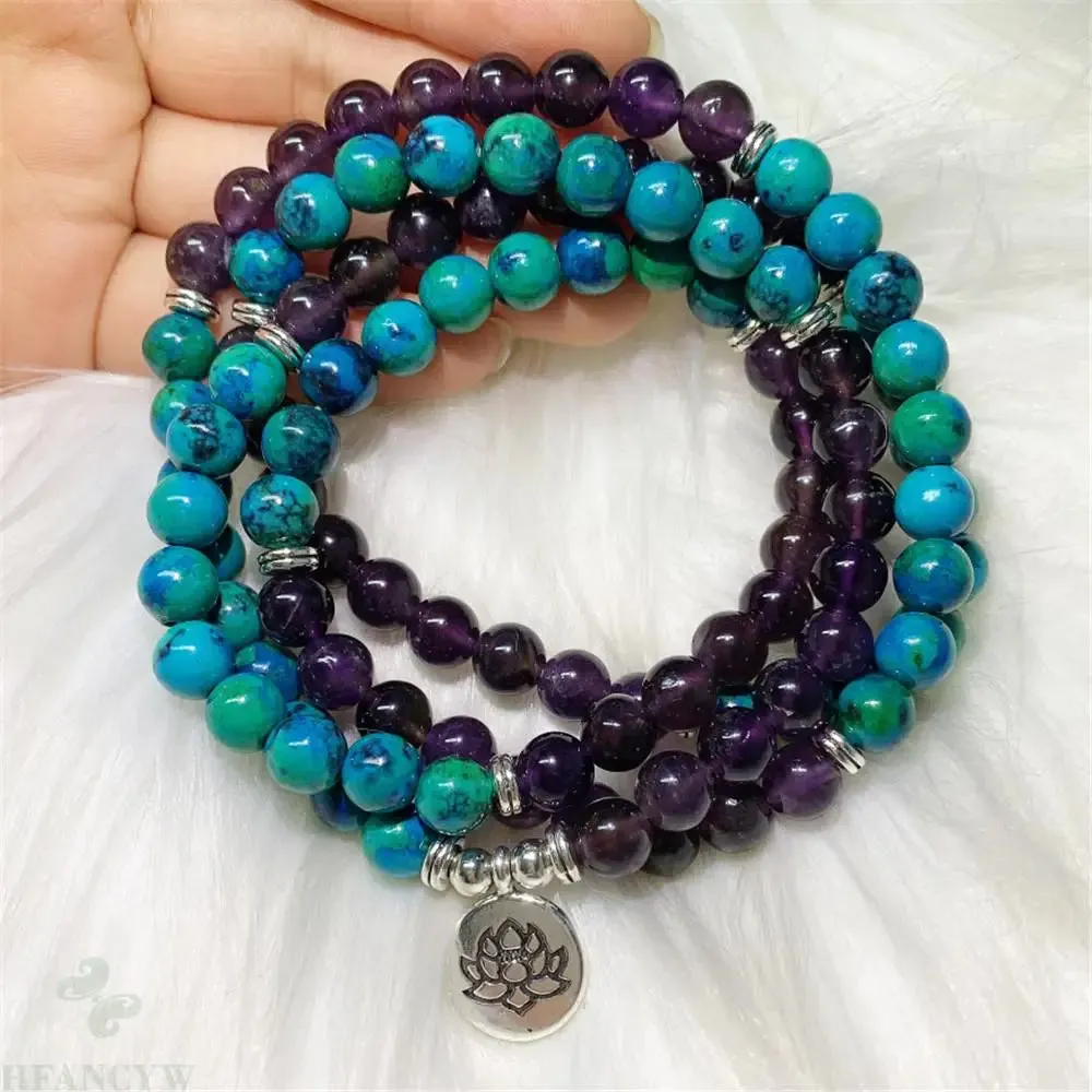 Amethyst Mala Bead Bracelet