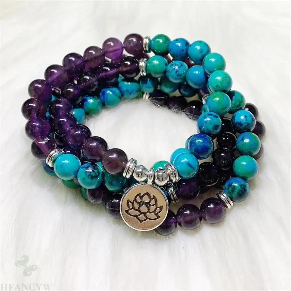 Amethyst Mala Bead Bracelet