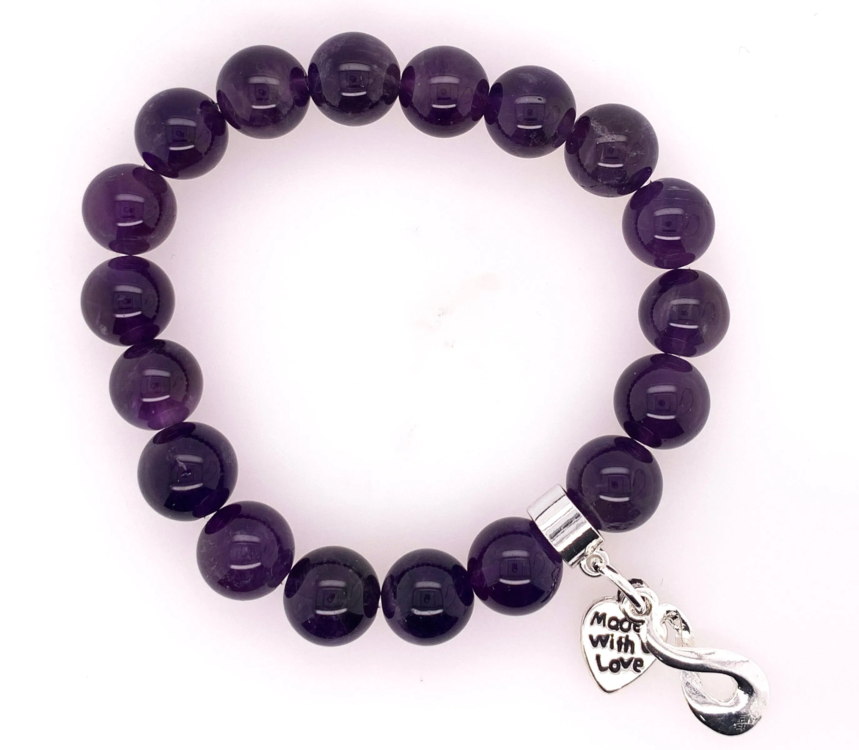 Amethyst Stretchy Bracelet 10mm Beads.