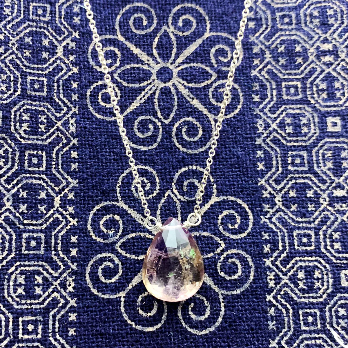 Ametrine Necklace on Sterling Silver Chain with Sterling Silver Trigger Clasp