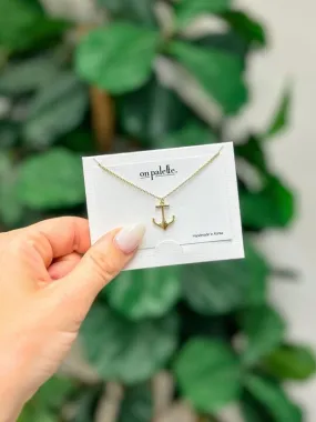 Anchor Pendant Necklace - Gold