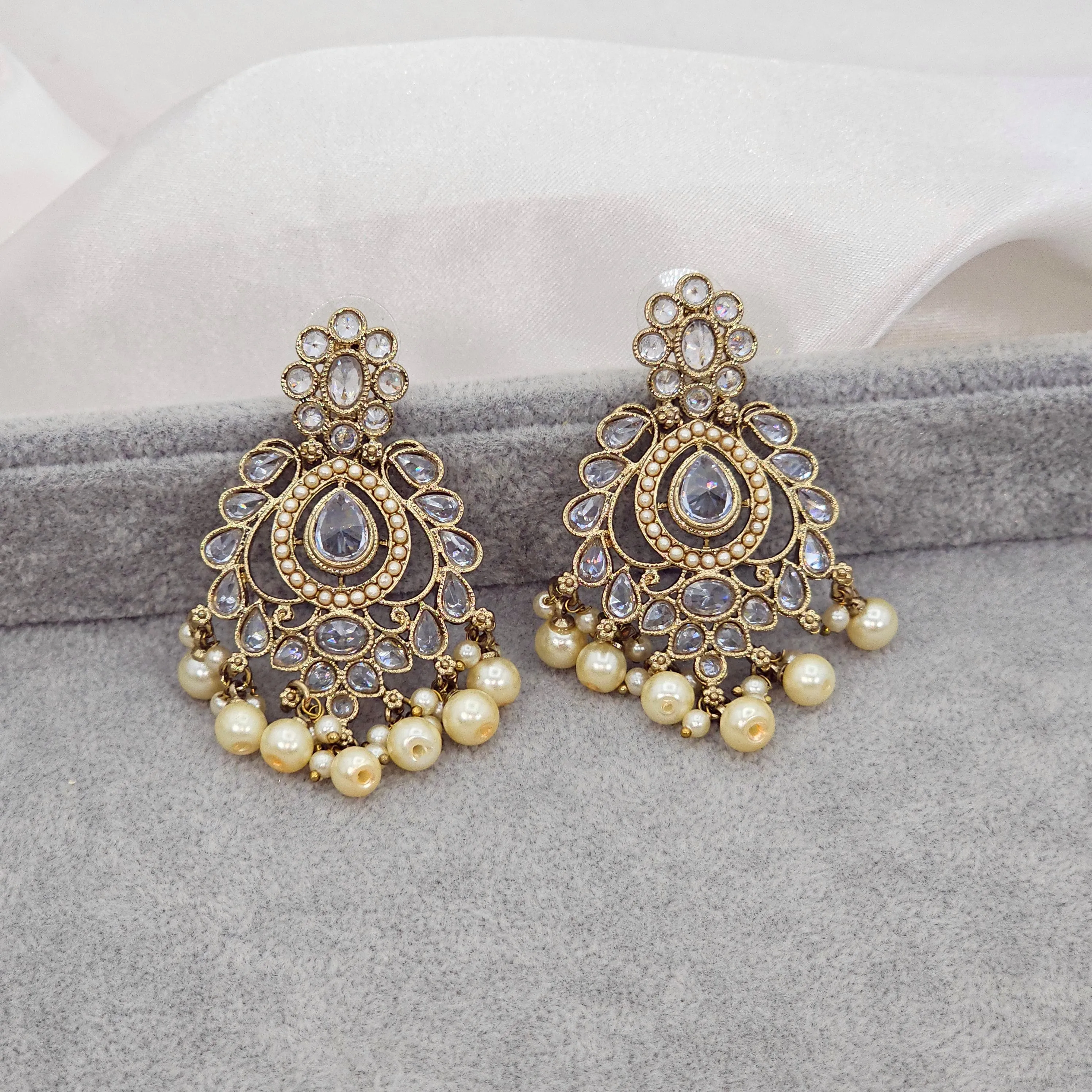 Anisha Antique Gold Chandbali Earrings