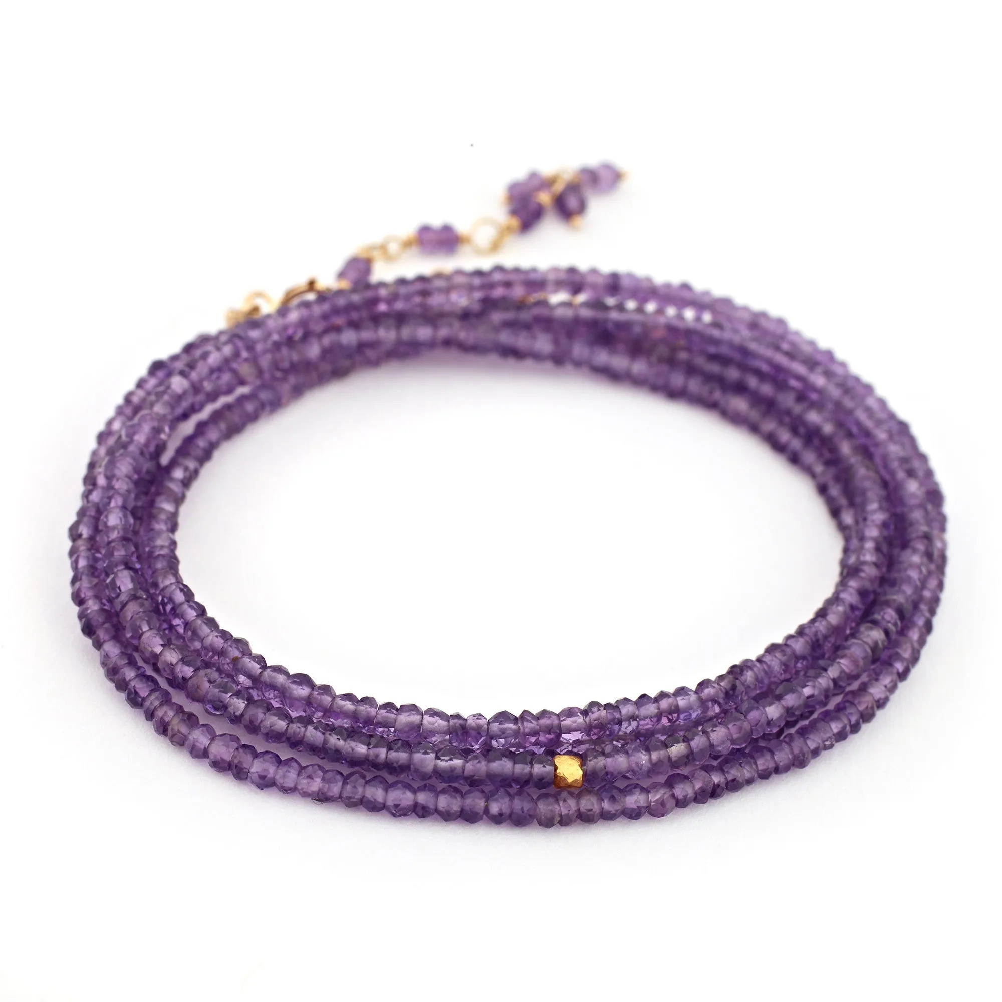 Anne Sportun Amethyst Beaded Wrap Bracelet & Necklace 34" B098G-AME