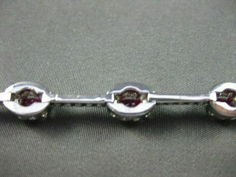 ANTIQUE 4.03CT DIAMOND & AAA RUBY 14KT WHITE GOLD CLUSTER TENNIS BRACELET #112