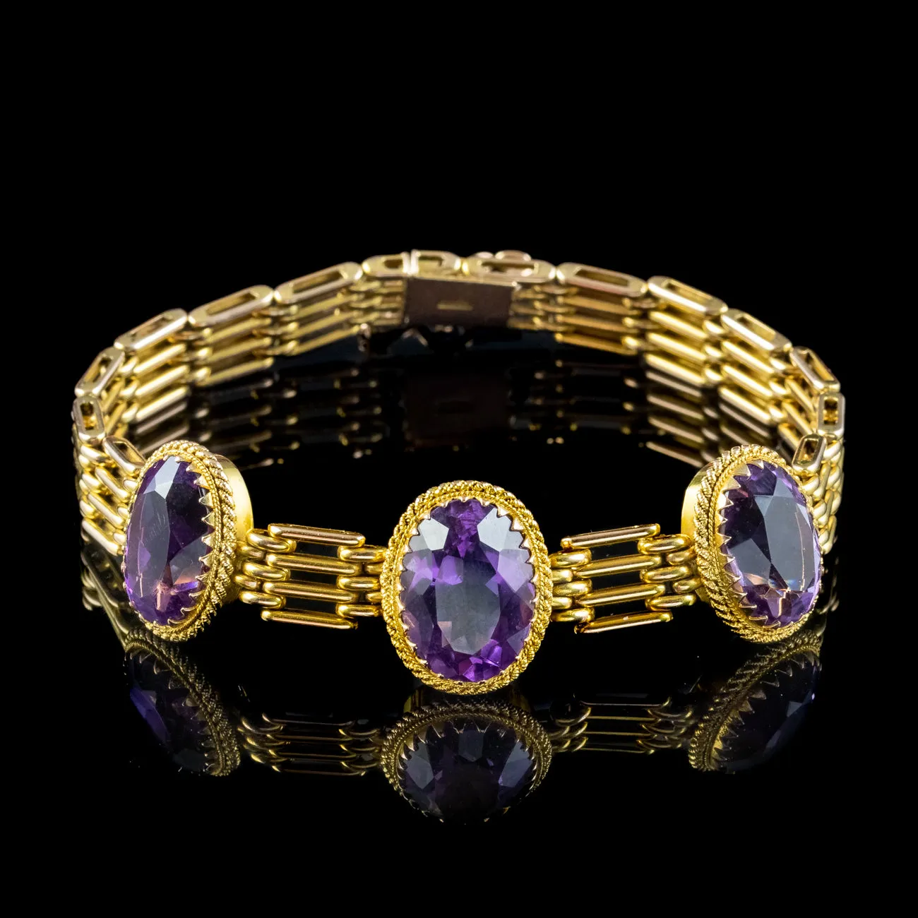 Antique Victorian Amethyst Bracelet 9ct Gold 19ct Of Amethyst