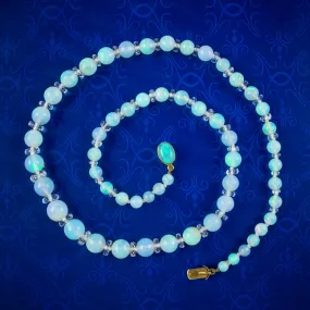 Antique Victorian French Opal Crystal Bead Necklace