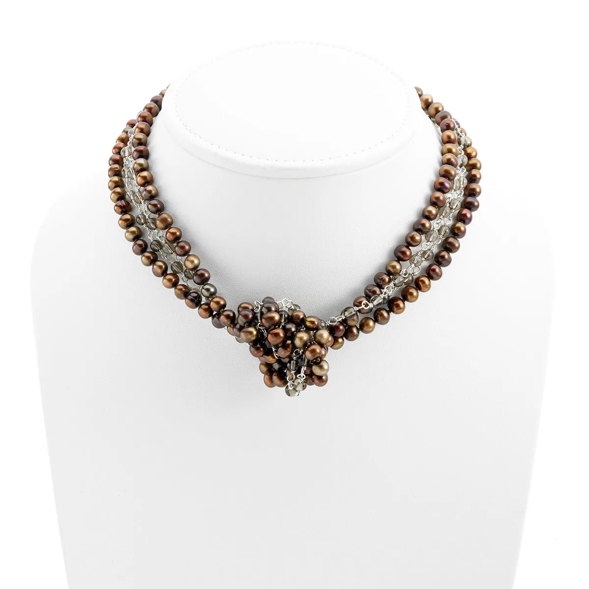 Artknots La Boheme Sterling Silver Brown Pearl Necklace