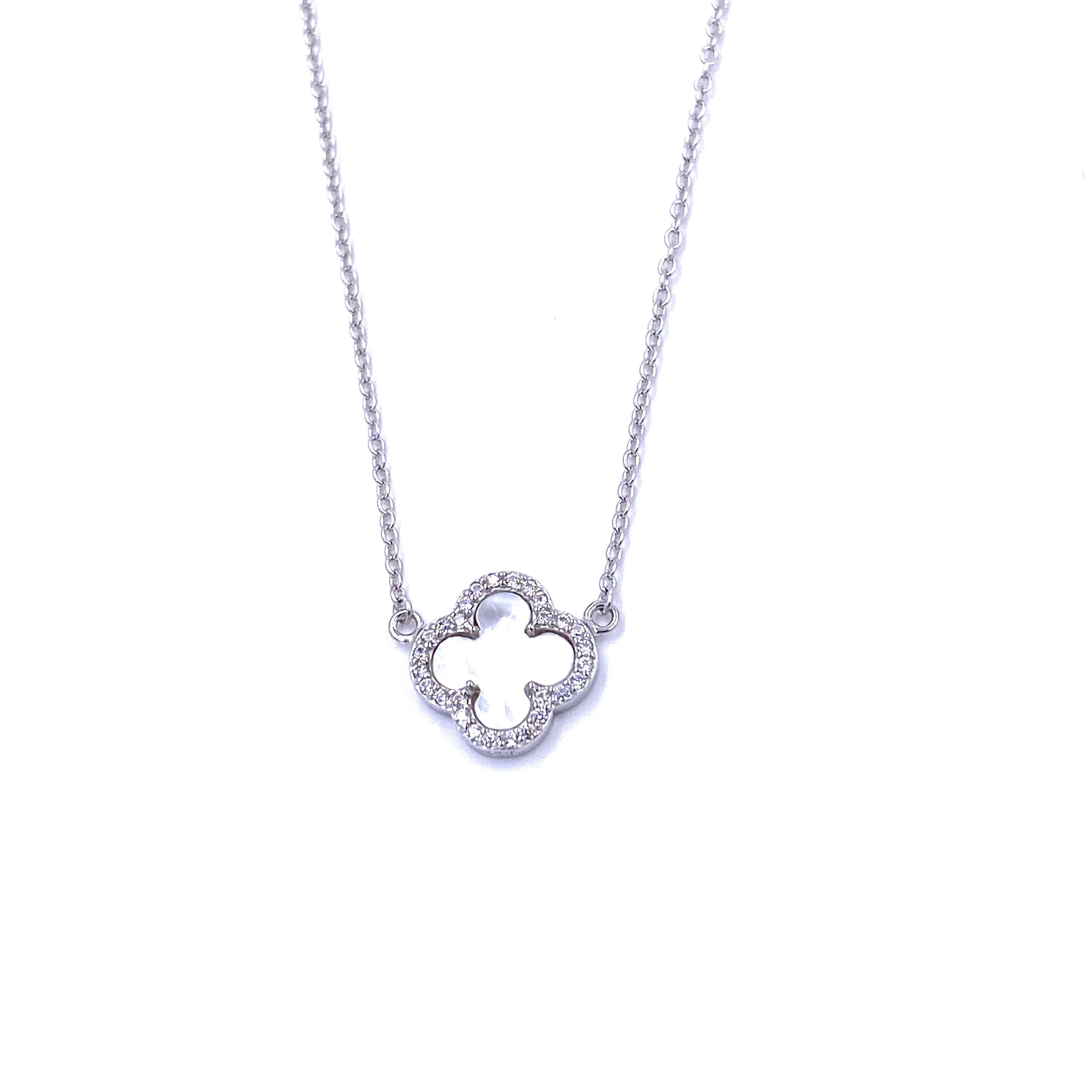 Ashley Gold Sterling Silver CZ Clover Necklace