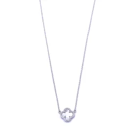 Ashley Gold Sterling Silver CZ Clover Necklace