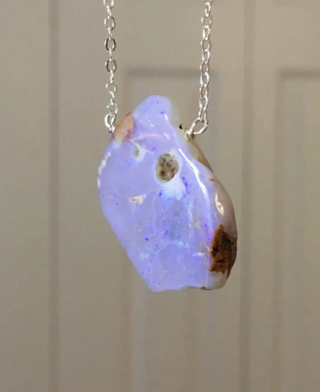 Australian Opal Pendant Necklace Sterling Silver