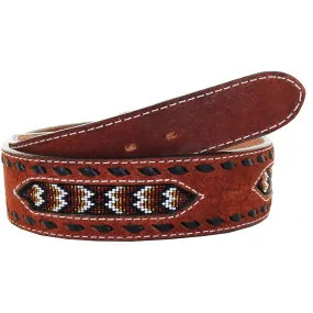 B1025 - Chestnut Rough Out Beaded Belt