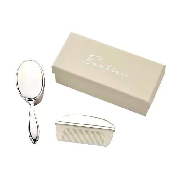 Baby Gift - Bambino Baby Silver Plated Brush & Comb Set