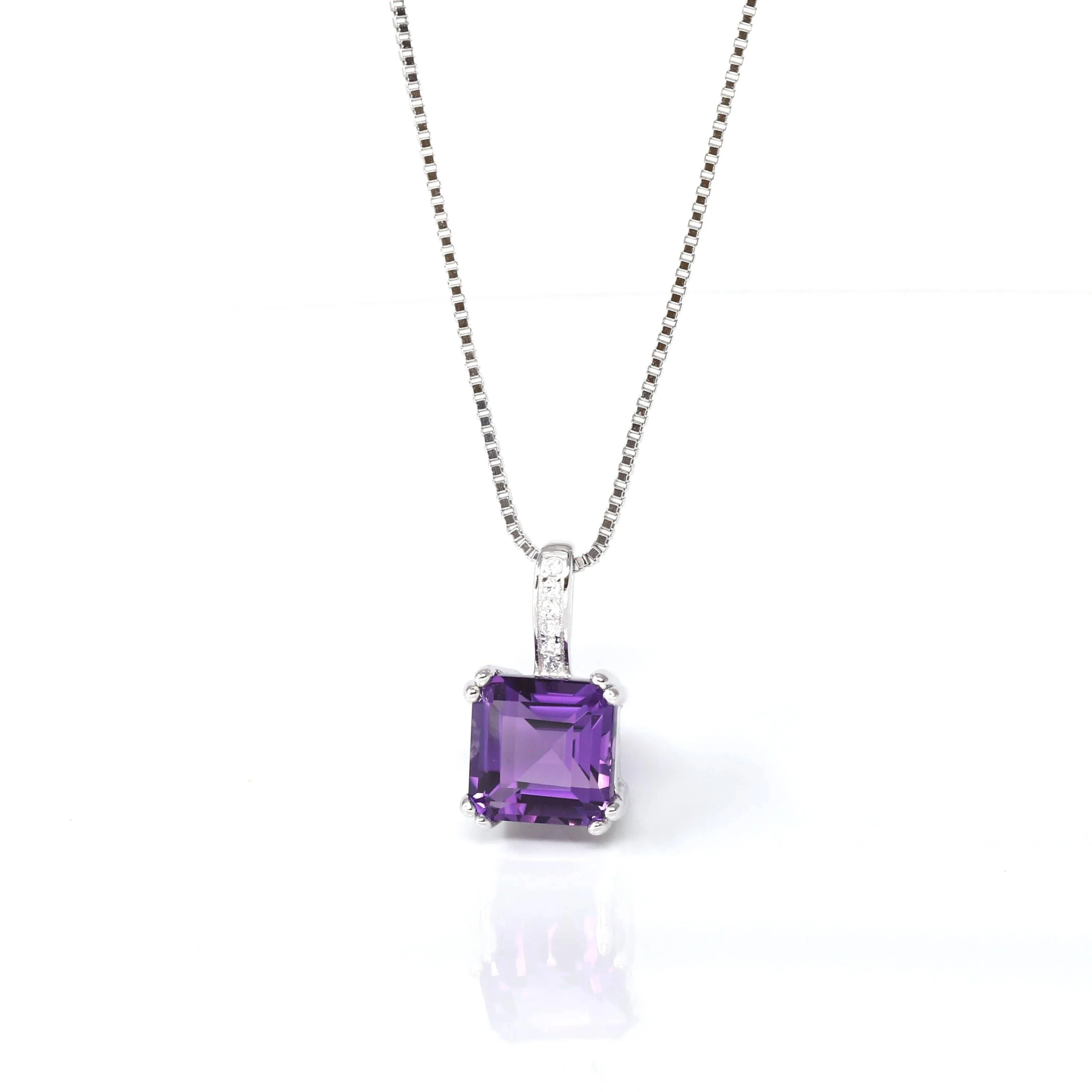 Baikalla™ Classic Sterling Silver Natural Amethyst Citrine Pendant Necklace With CZ