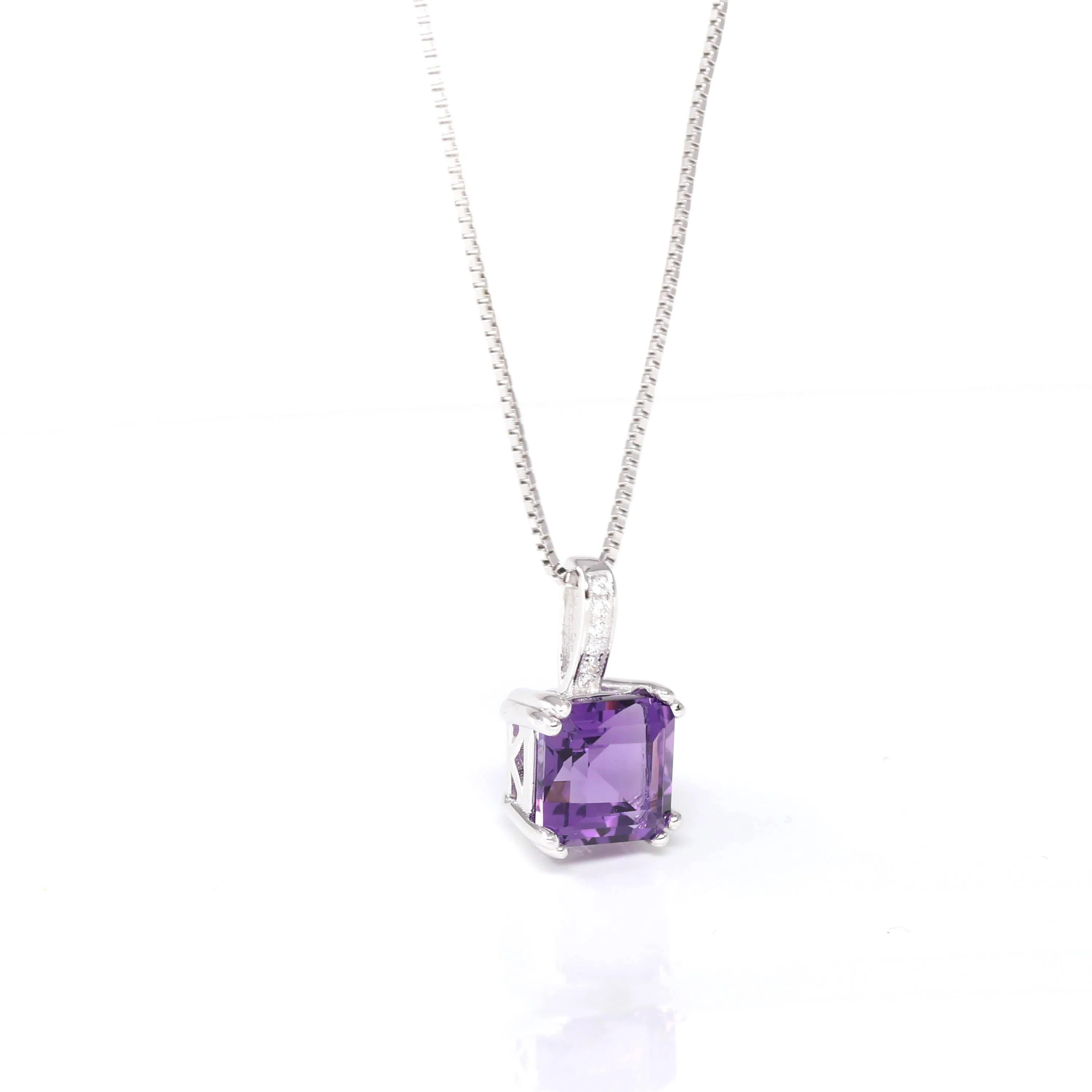 Baikalla™ Classic Sterling Silver Natural Amethyst Citrine Pendant Necklace With CZ