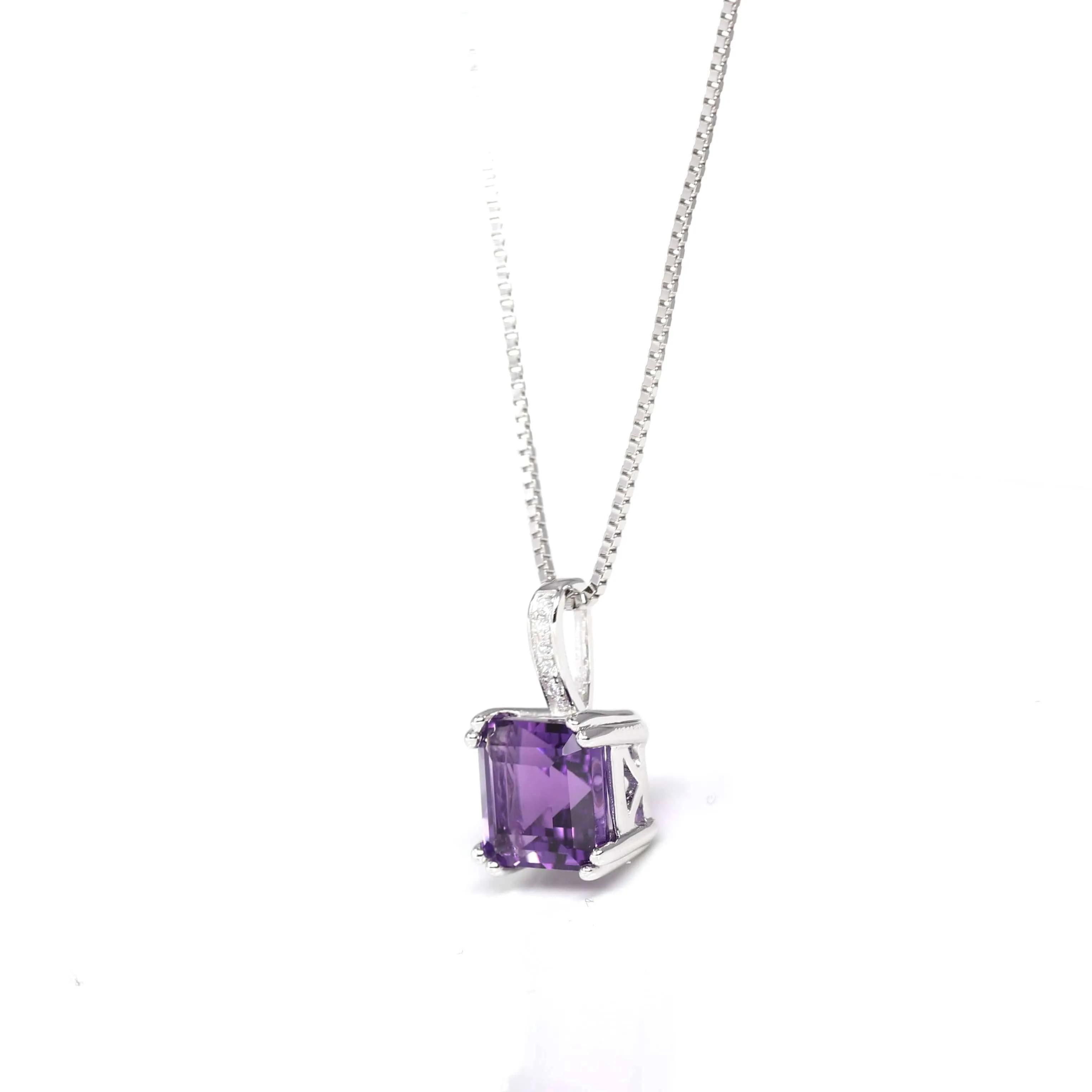 Baikalla™ Classic Sterling Silver Natural Amethyst Citrine Pendant Necklace With CZ