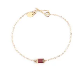 Bar Baguette Ruby Chain Bracelet