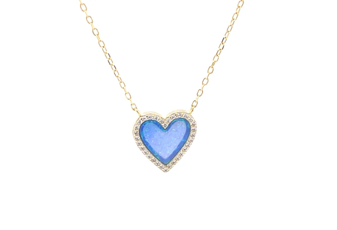 bara boheme | "HEART" Opal CZ Necklace