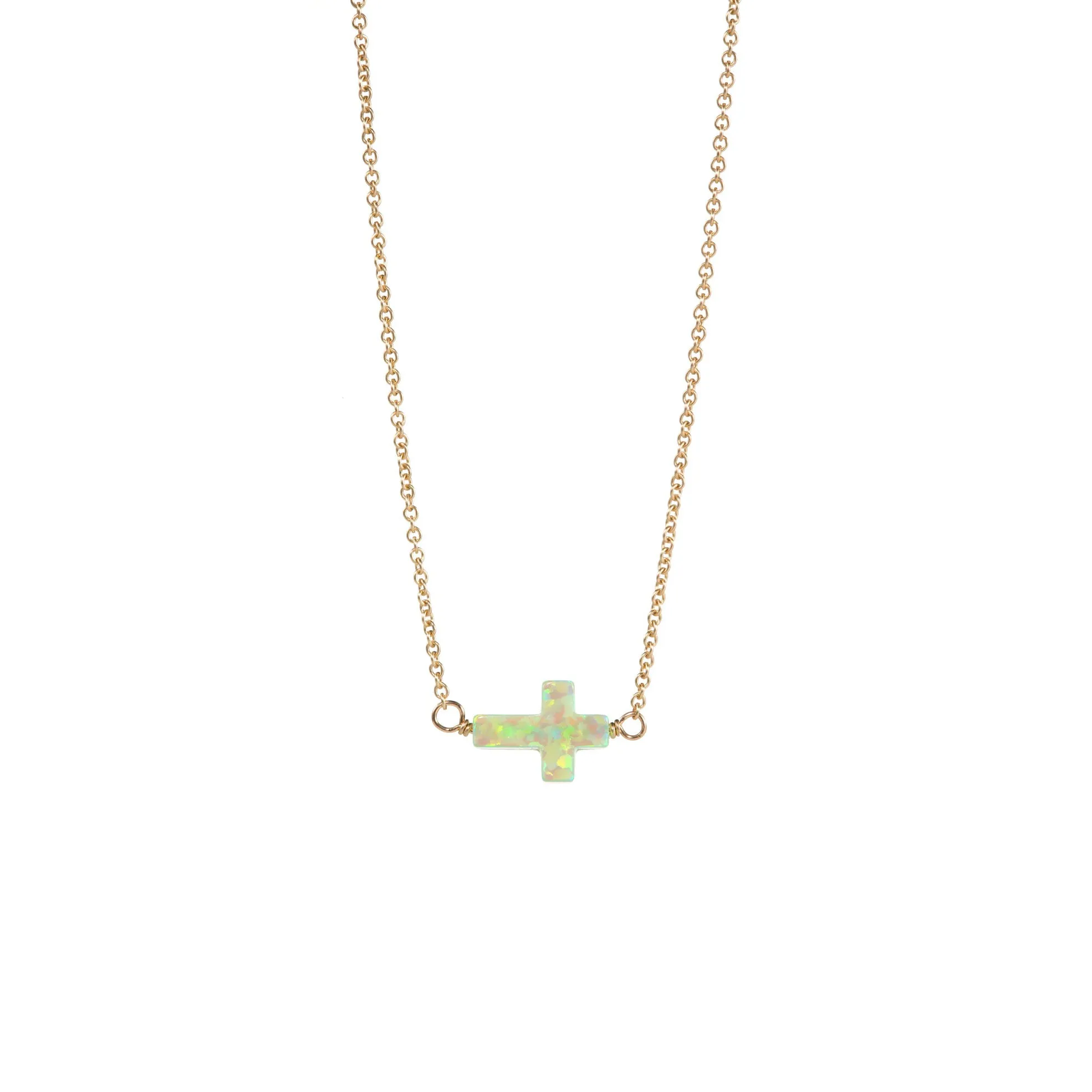 bara boheme | Small "CROSS" Opal Necklace