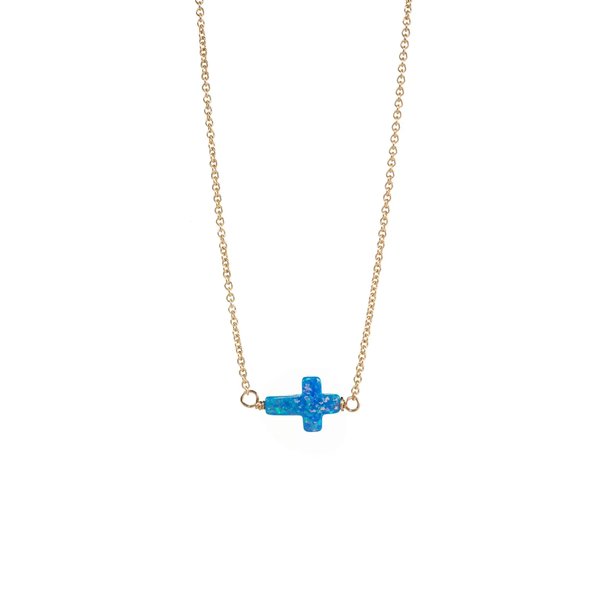 bara boheme | Small "CROSS" Opal Necklace