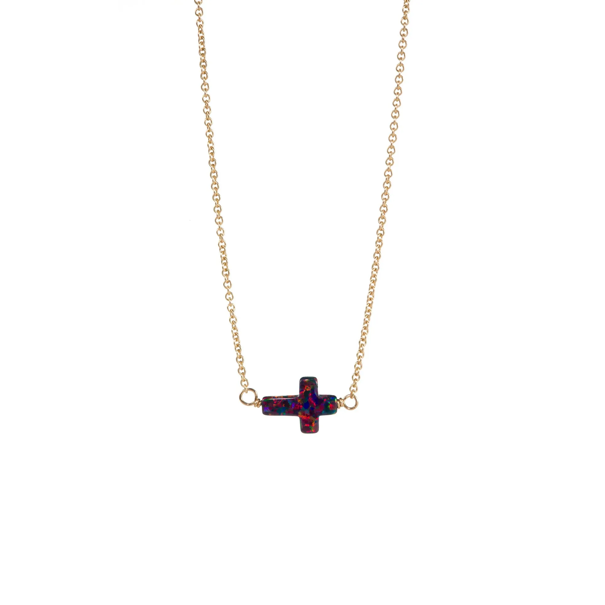 bara boheme | Small "CROSS" Opal Necklace