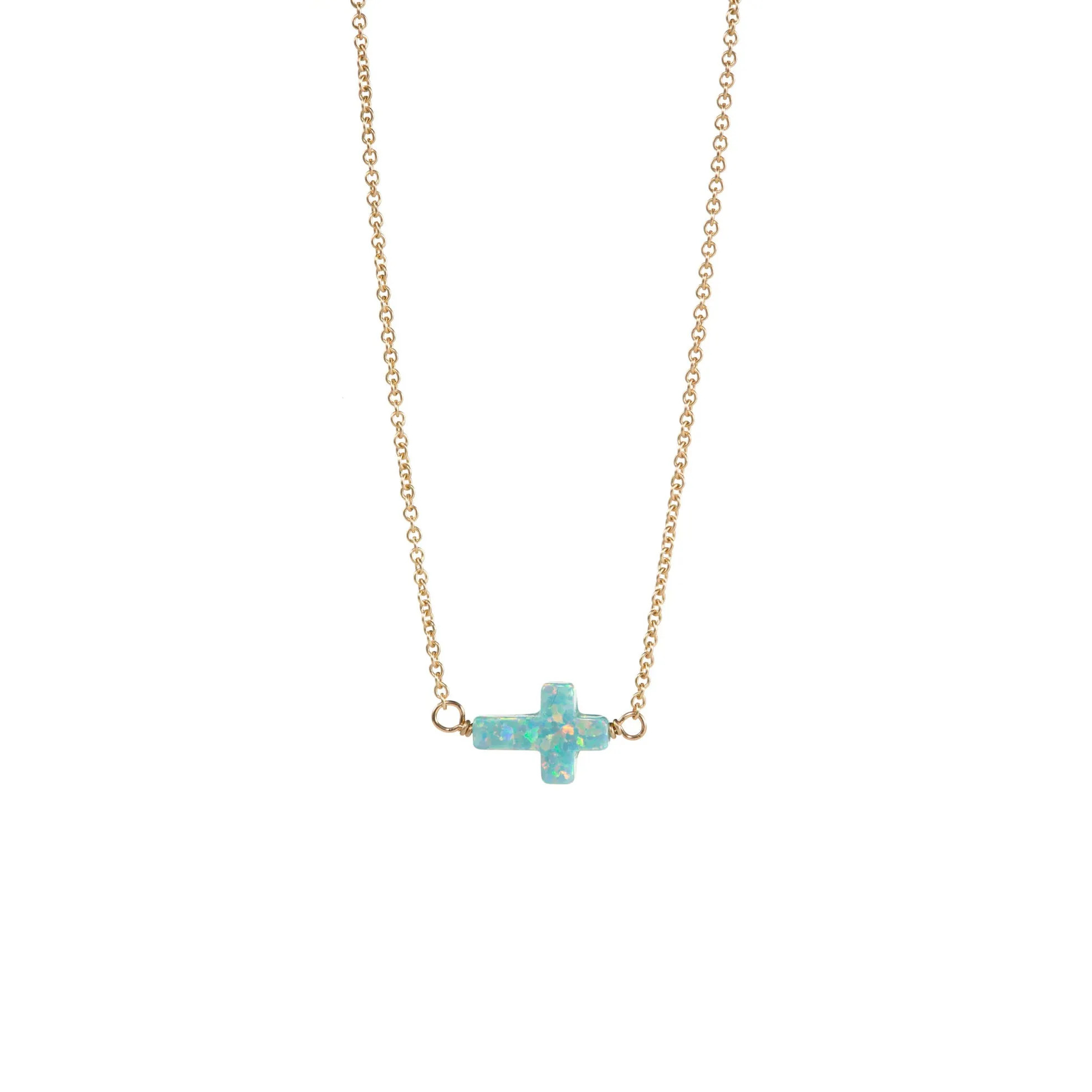 bara boheme | Small "CROSS" Opal Necklace