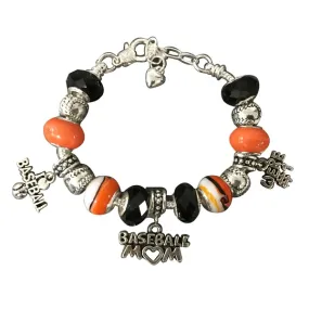 Baseball Mom Beaded Charm Bracelet- Pick Color