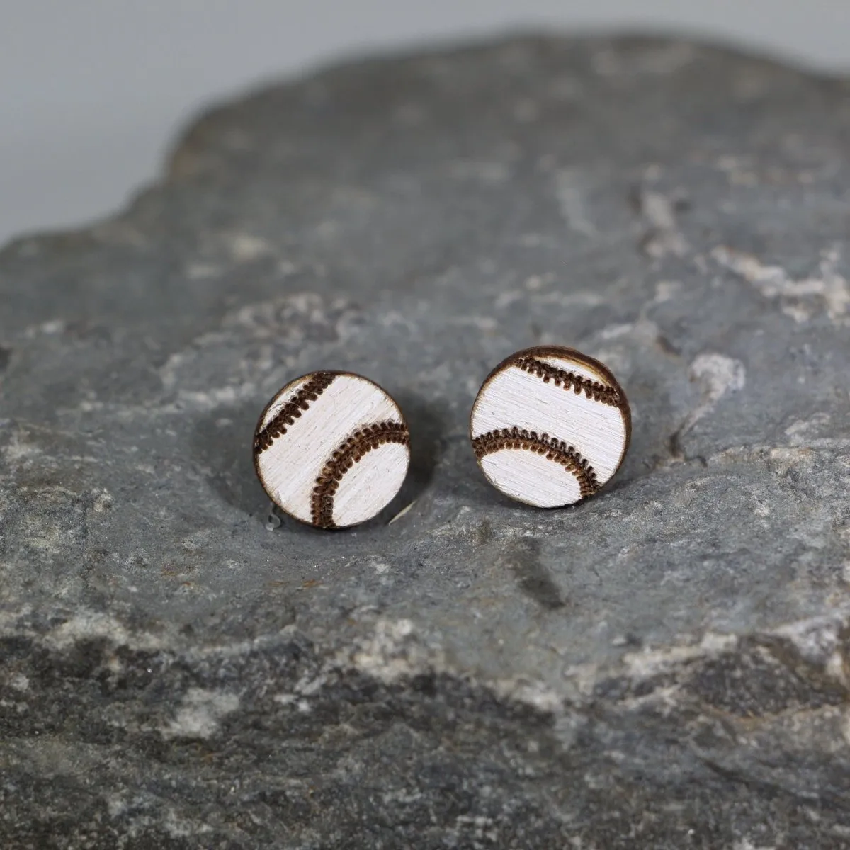 Baseball Wooden Dangle Earrings by Cate's Concepts, LLC