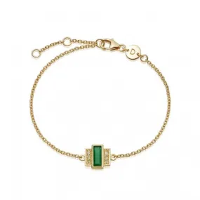 Beloved Green Onyx Baguette 18ct Gold Plated Bracelet JBR02_GP