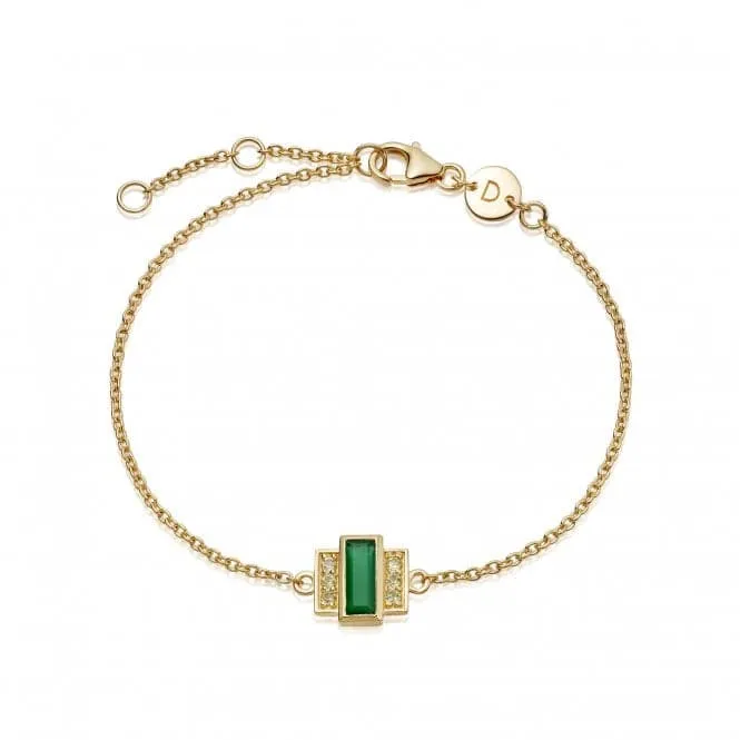 Beloved Green Onyx Baguette 18ct Gold Plated Bracelet JBR02_GP