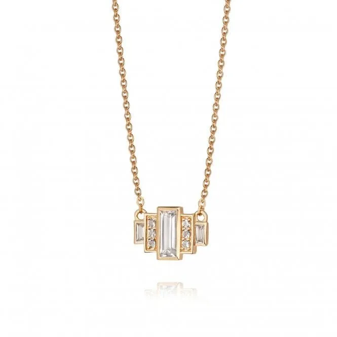 Beloved White Topaz Baguette 18ct Gold Plated Necklace JN04_GP