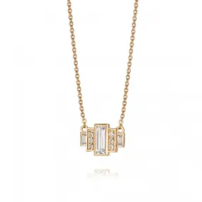 Beloved White Topaz Baguette 18ct Gold Plated Necklace JN04_GP