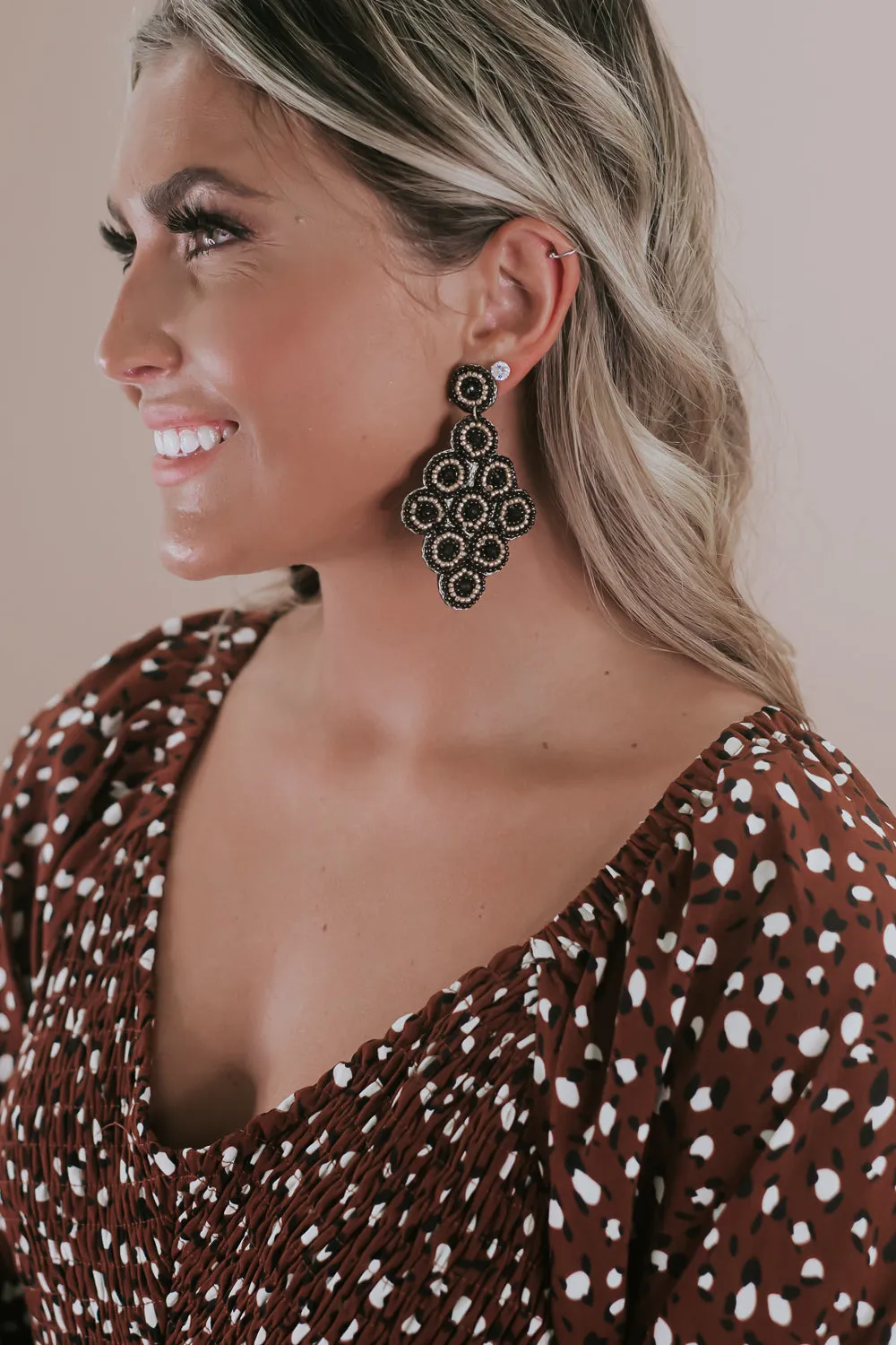 Best Bet Beaded Earring, Black