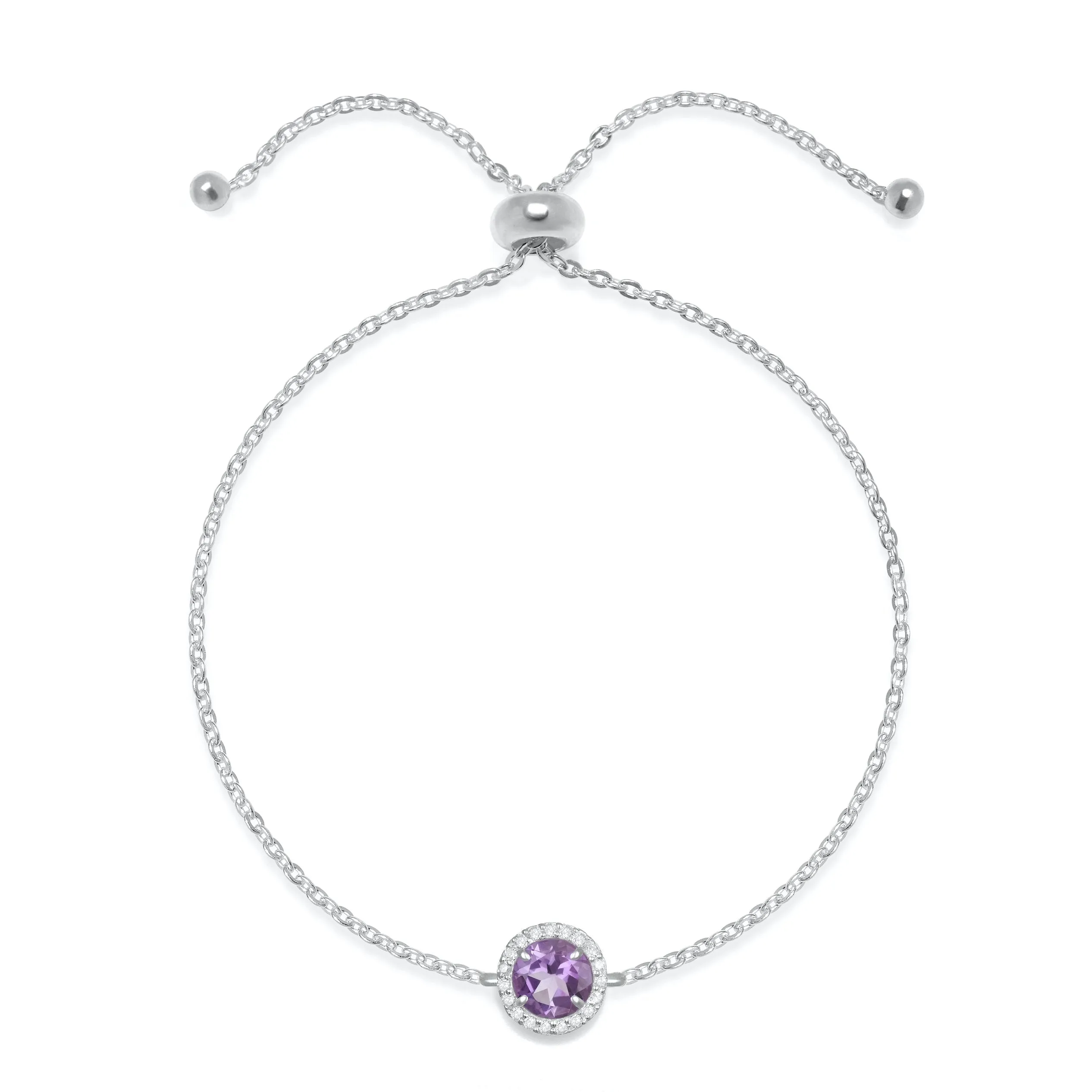 Birthstone & Diamond Bracelet- February Amethyst