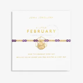 Birthstone February Amethyst Gold 17.5cm Stretch Bracelet 6133