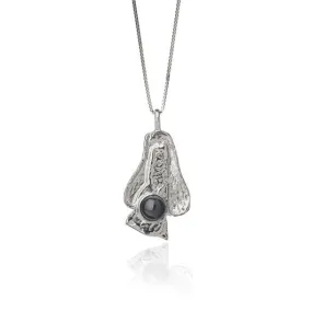 Black lava tear necklace - Big