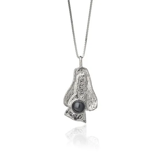 Black lava tear necklace - Big