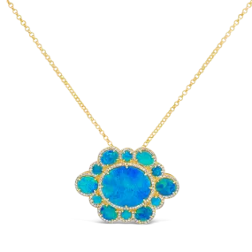 Black Opal Doublet & Diamond Pendant Necklace