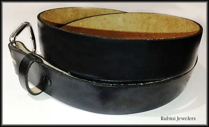 Black Top Grain Leather Belt with Snap On Buckle- Plain or with Engraved Oars